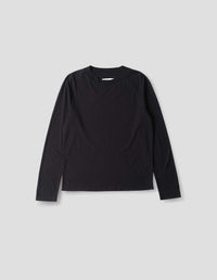 MHL. LONG SLEEVE CREW NECK TOP | ORGANIC COTTON LINEN JERSEY | BLACK
