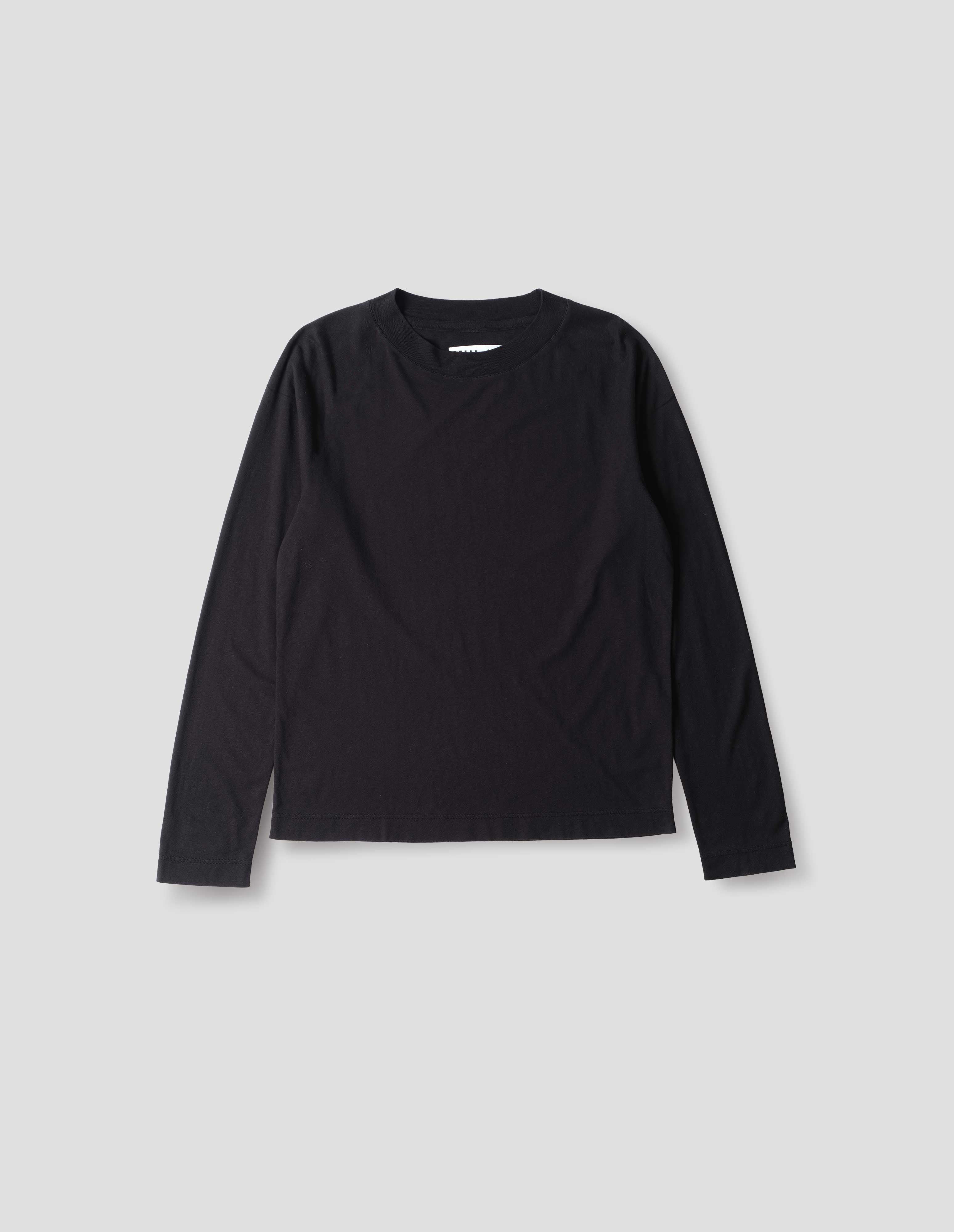 Black cotton linen jersey Long Sleeve Crew | MHL. by Margaret Howell