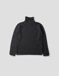 MHL. ROLLED EDGE ROLL NECK | DRY MERINO | BLACK MELANGE