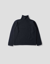 MHL. ROLLED EDGE ROLL NECK | DRY MERINO | DARK NAVY