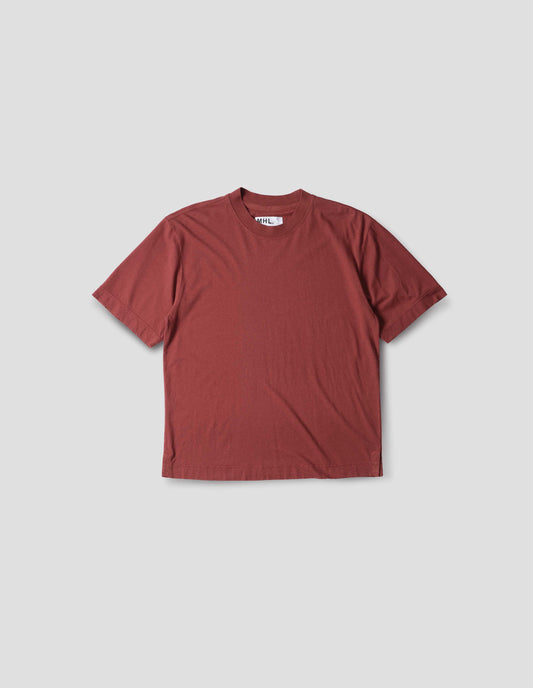 MHL. SIMPLE T SHIRT | COTTON LINEN JERSEY | BERRY