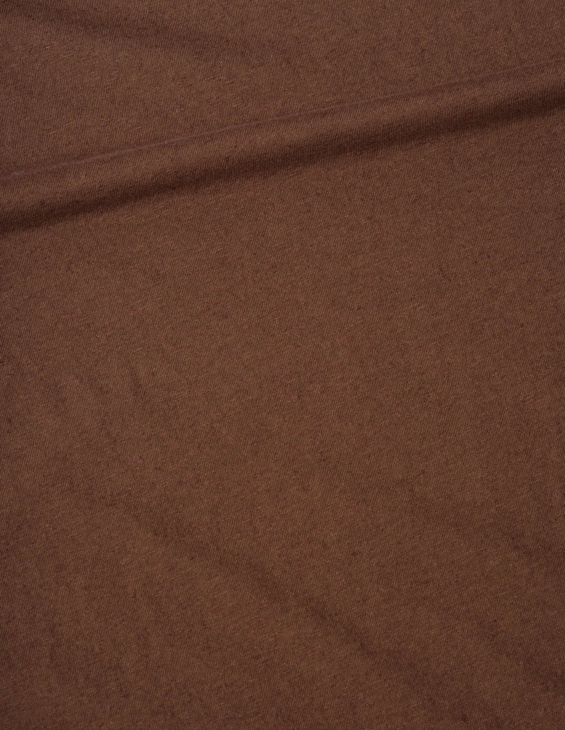 Brown organic cotton linen jersey simple t shirt, fabric swatch.