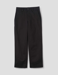 MHL. SIMPLE TROUSERS | RAISED COTTON DRILL | BLACK