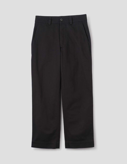 MHL. SIMPLE TROUSERS | RAISED COTTON DRILL | BLACK