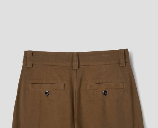MHL. SIMPLE TROUSERS | RAISED COTTON DRILL | TOBACCO