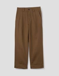 MHL. SIMPLE TROUSERS | RAISED COTTON DRILL | TOBACCO