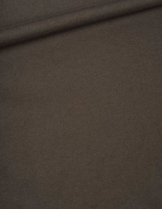 Brown light cotton jersey smock neck t shirt, fabric swatch.