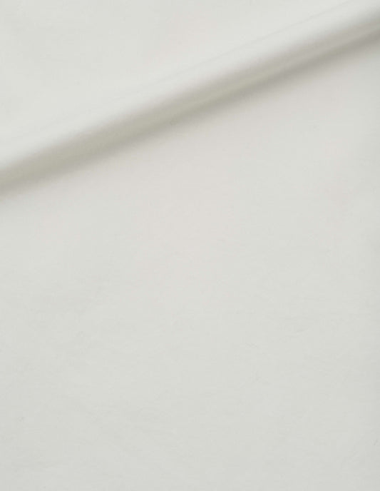 Off white soft dense cotton stitch pleat trousers, fabric swatch.