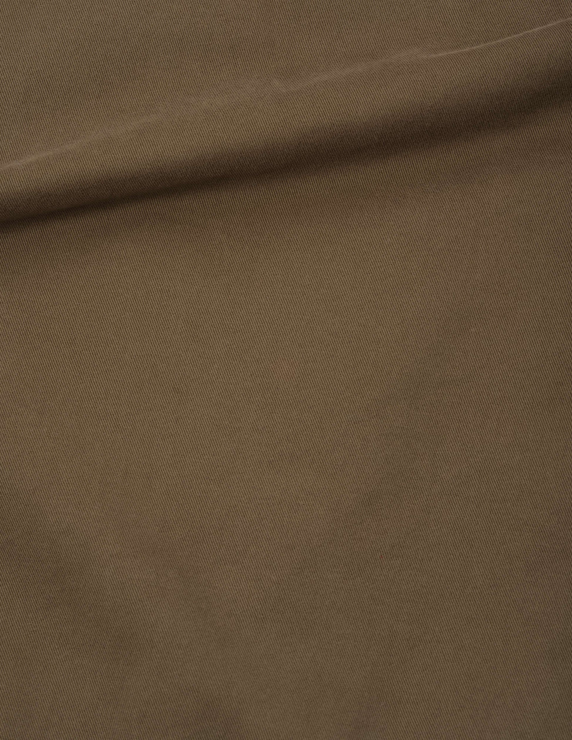 Brownish green soft cotton twill overshirt, fabric swatch.