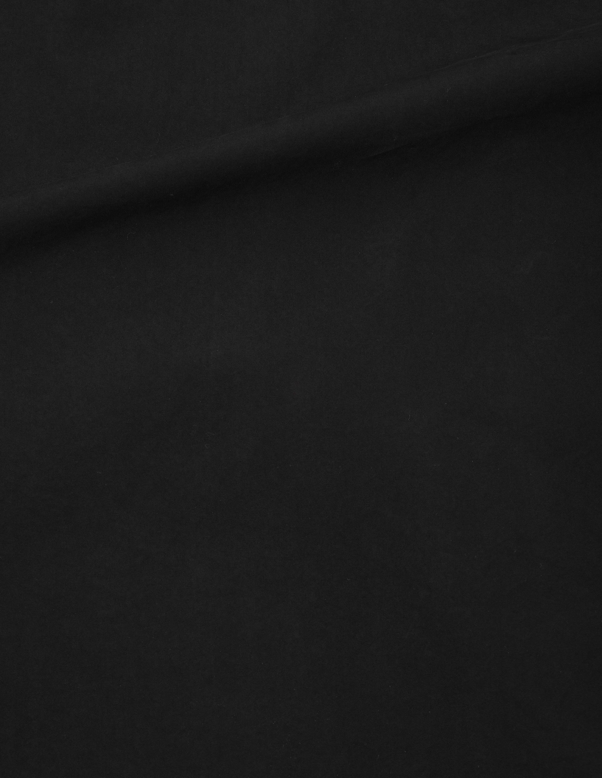 Black crisp cotton poplin track jacket, fabric swatch.
