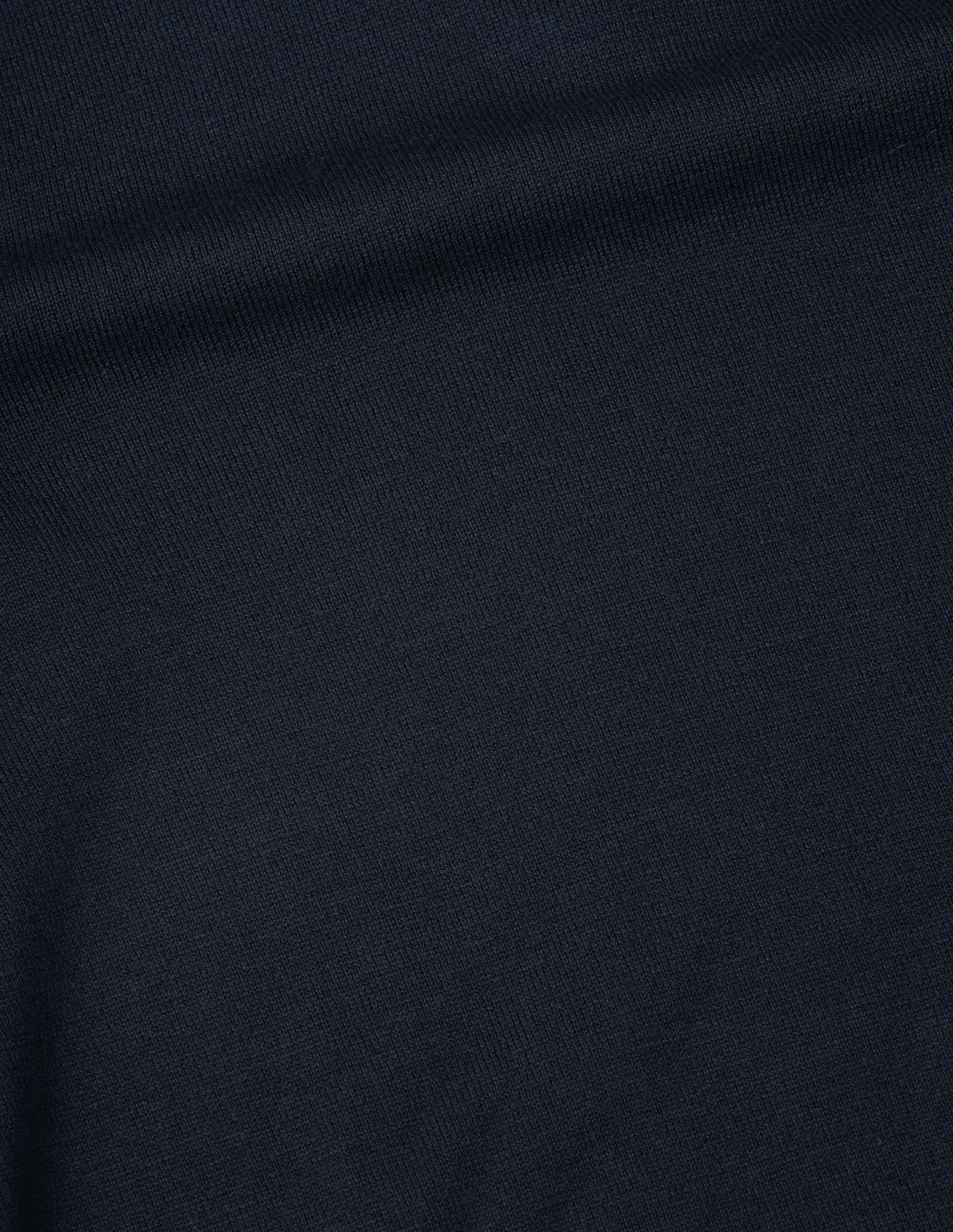 Dark navy fine wool jumper, fabric swatch.
