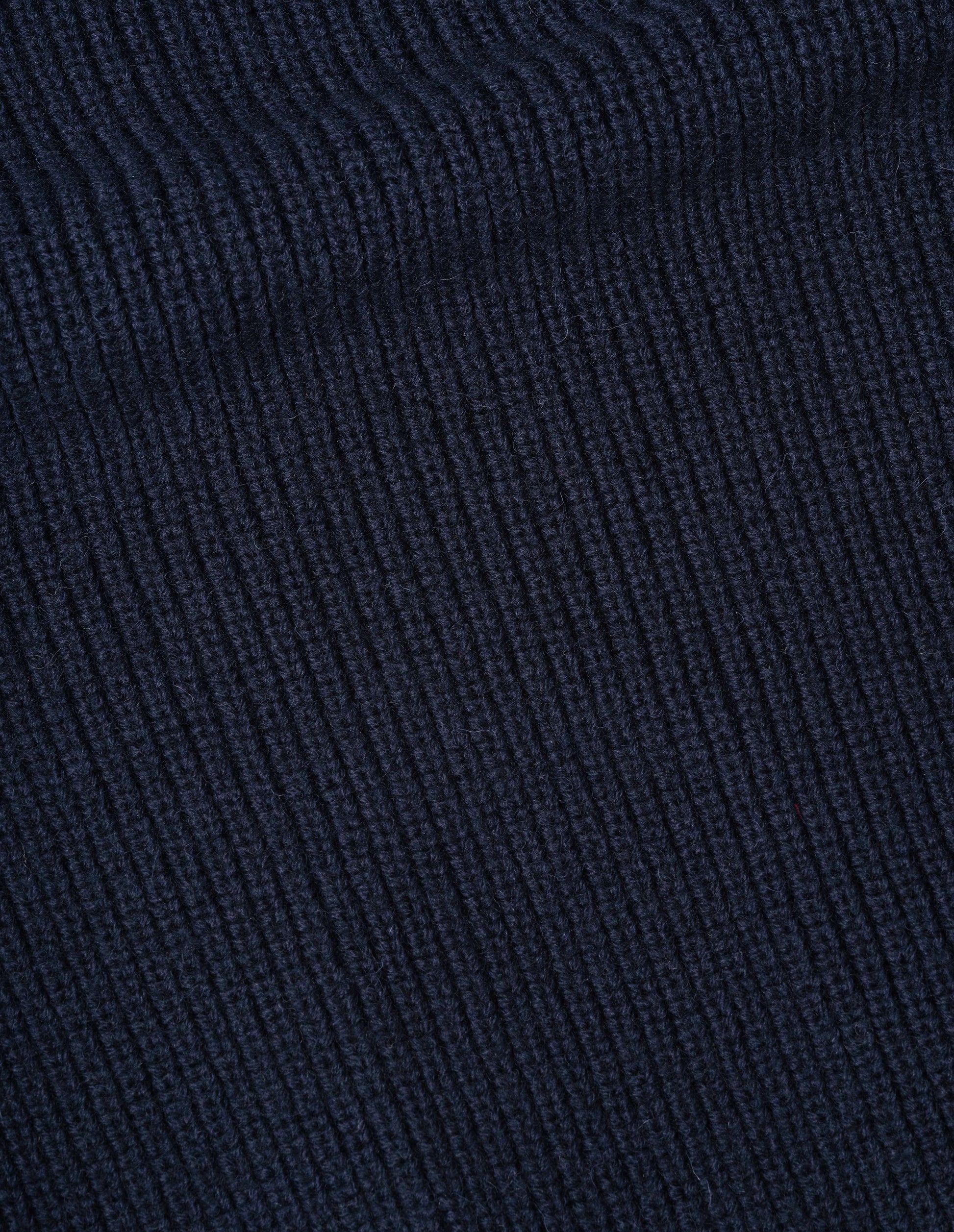 Dark blue dry merino zip gilet, fabric swatch.