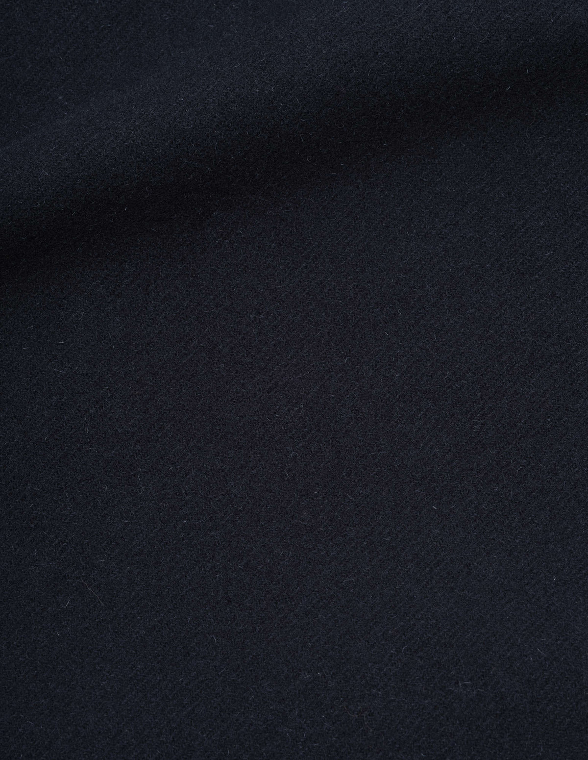 Dark navy zip up wool coat, fabric swatch.