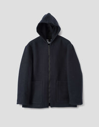 MHL. ZIP THROUGH DUFFLE | DOUBLE WOOL MELTON | DARK NAVY