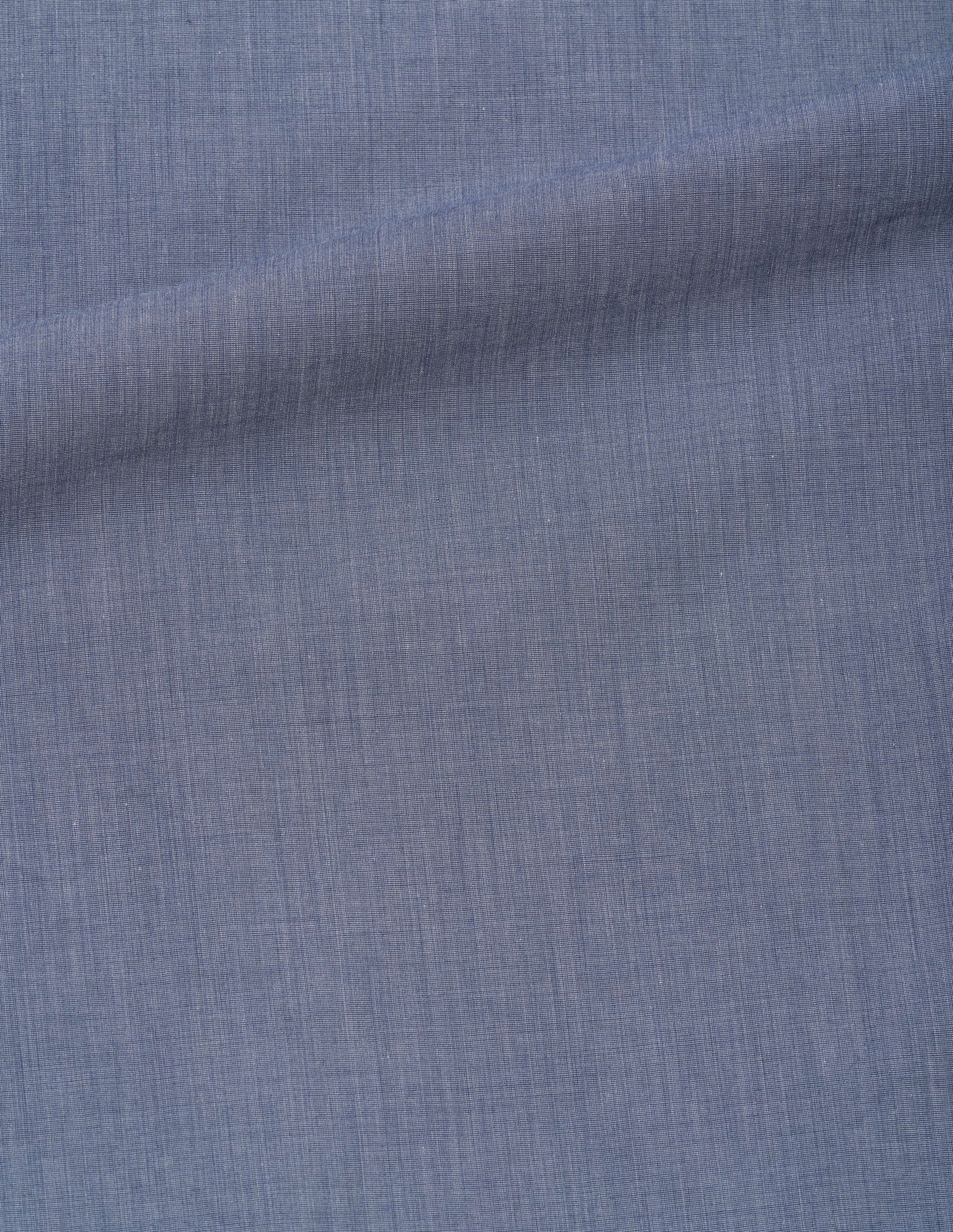 Blue fine cotton end on end shirt fabric swatch.