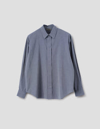 MINIMAL DRESS SHIRT | FINE COTTON END ON END | NAVY