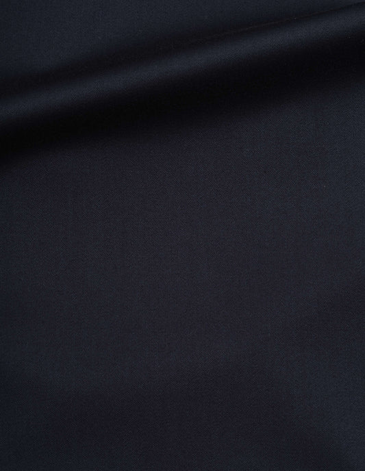 Dark blue worsted wool cotton blazer fabric swatch.