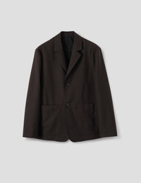 PATCH POCKET BLAZER | YARN DYE WOOL PLAINWEAVE | EBONY