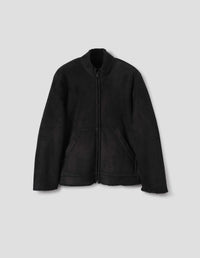 RAW EDGE SHEARLING COAT | CURLY MERINO SHEARLING | BLACK
