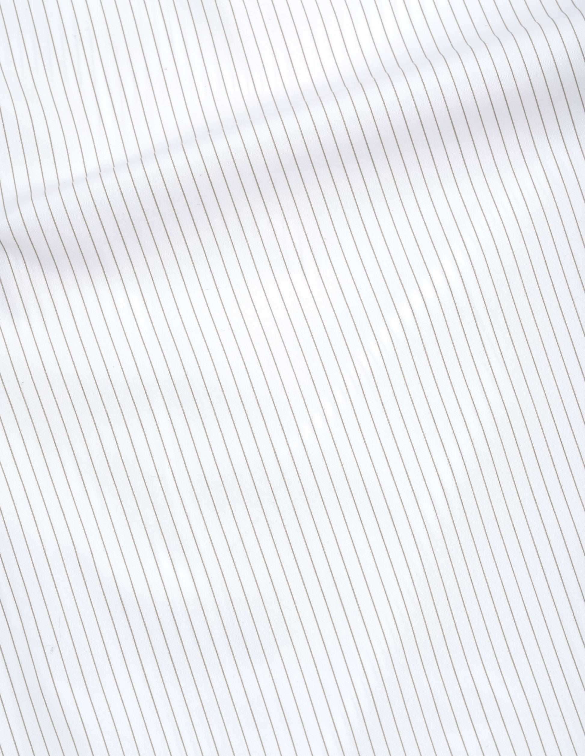 White with green pencil cotton stripe shirt fabric swatch.