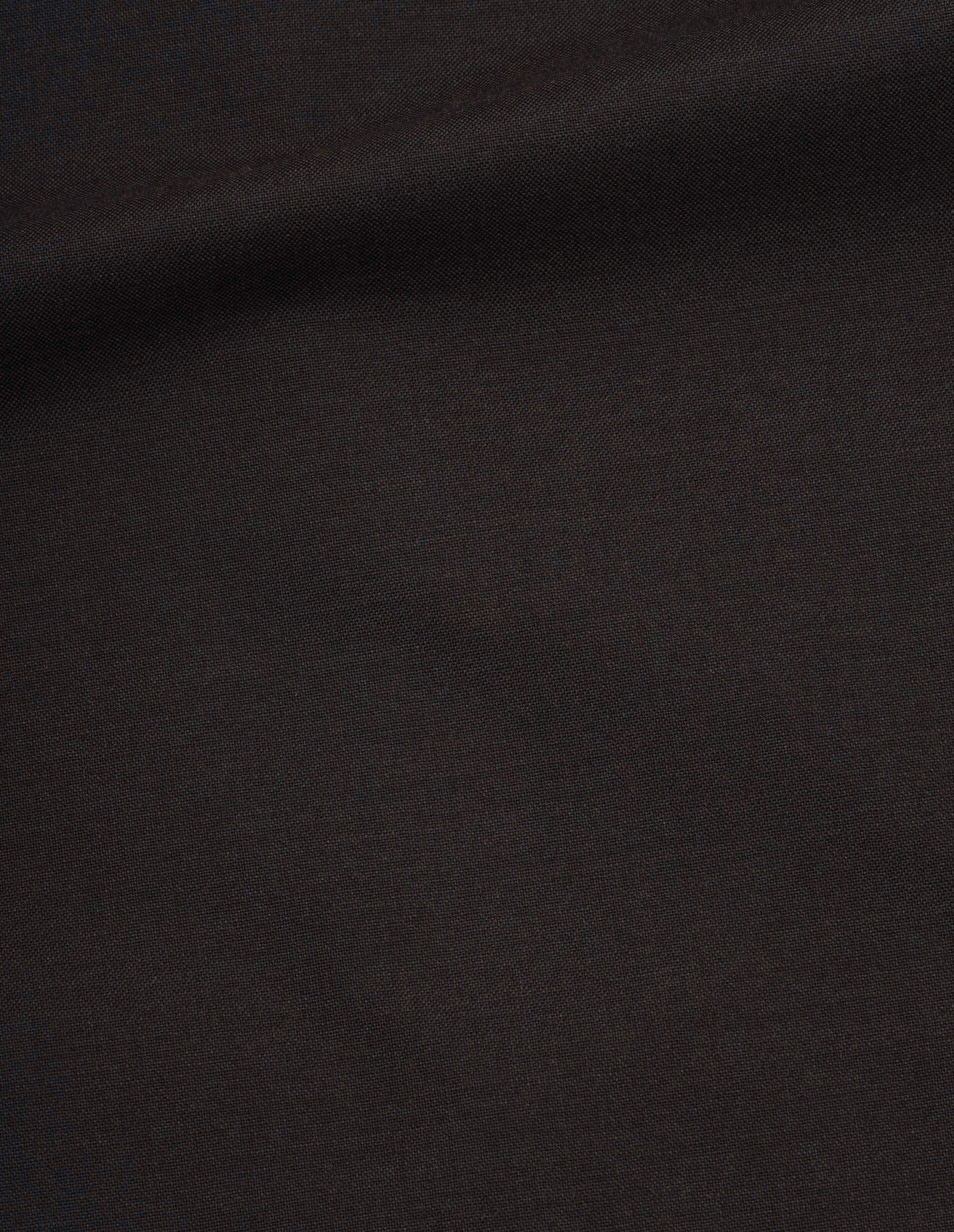 Dark brown yarn dye wool plainweave trousers fabric swatch.