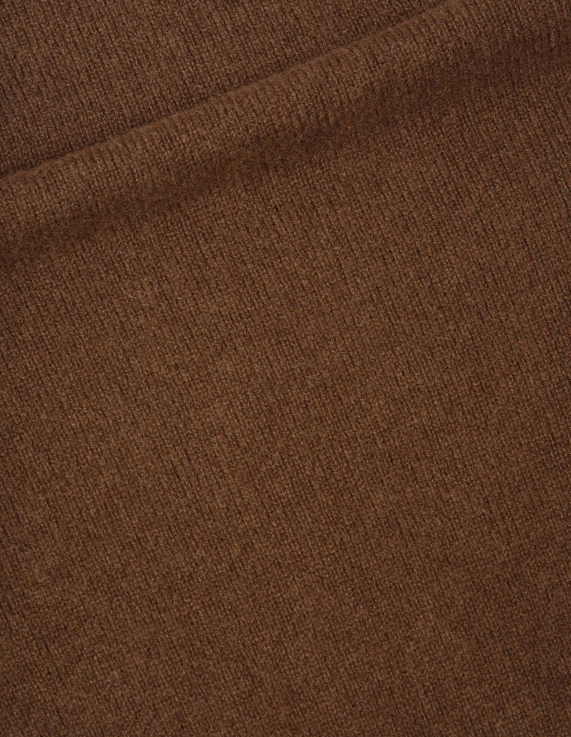 Brown merino cashmere jumper fabric swatch. 
