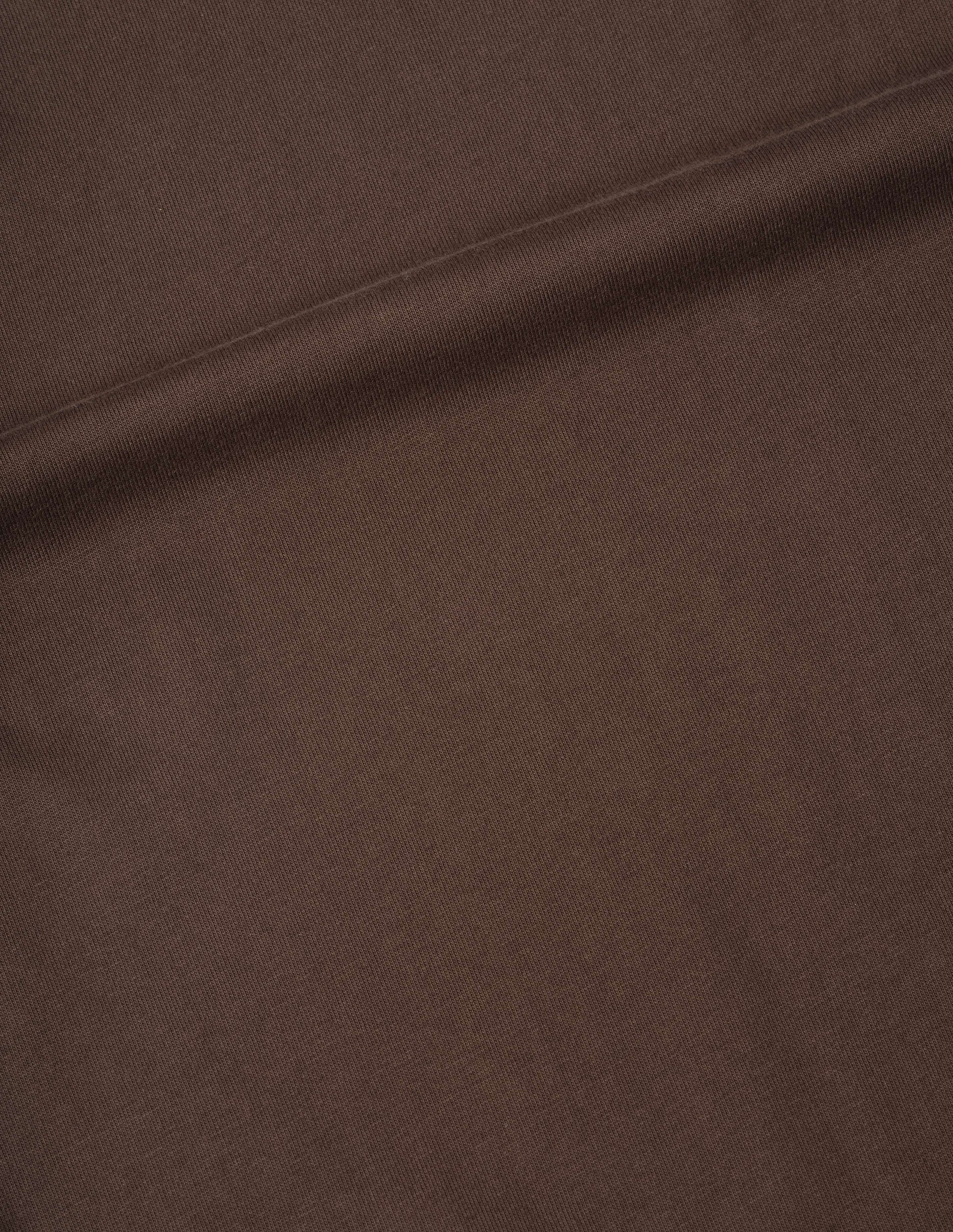 Dark brown cotton jersey t-shirt fabric swatch.