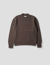 SINGLE POCKET CREW NECK JUMPER | GEELONG LAMBSWOOL | BROWN MELANGE