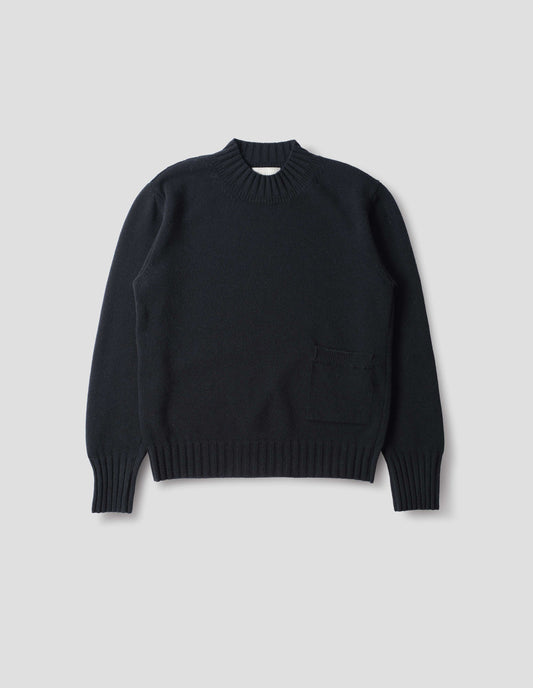 SINGLE POCKET CREW NECK JUMPER | GEELONG LAMBSWOOL | INK