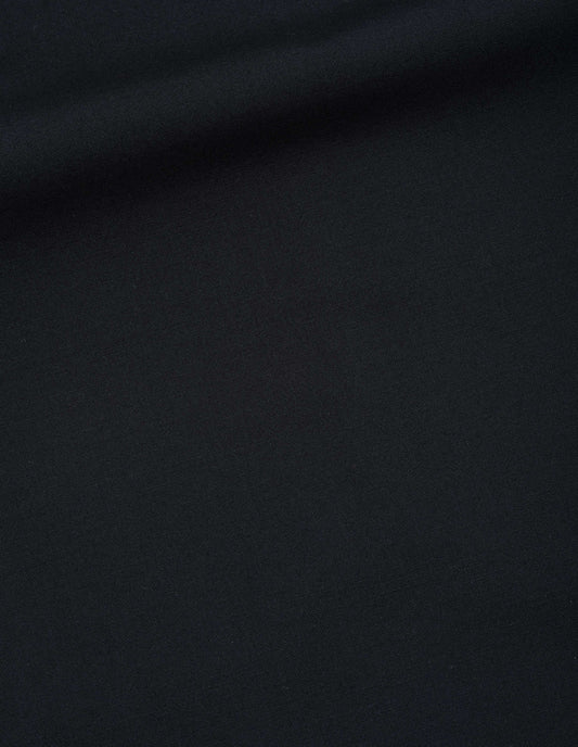 Black dry wool plainweave trousers fabric swatch.
