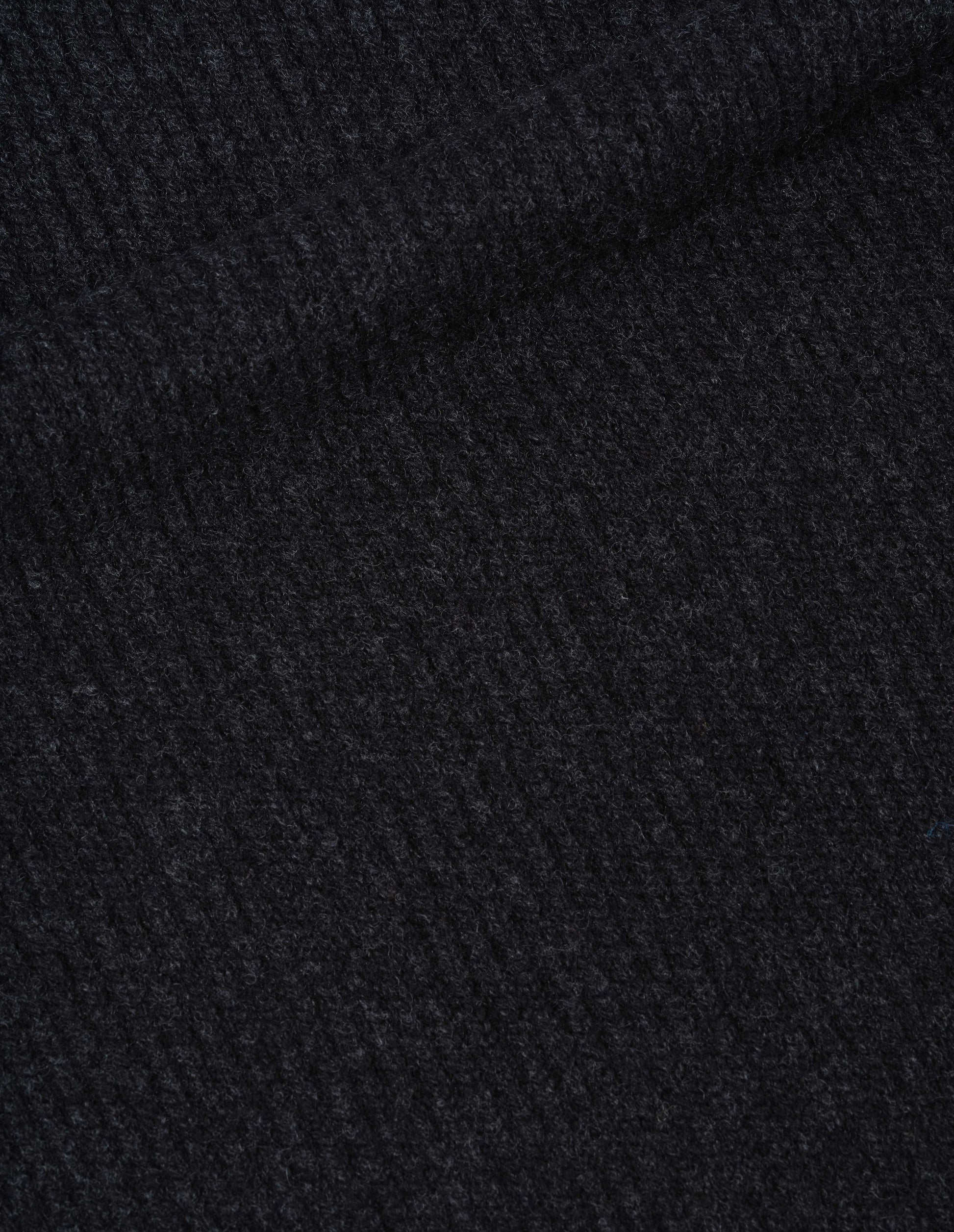 Dark grey irregular spun wool jumper fabric swatch.