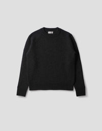 TEXTURED RIB CREW NECK JUMPER | IRREGULAR SPUN WOOL | CHARCOAL