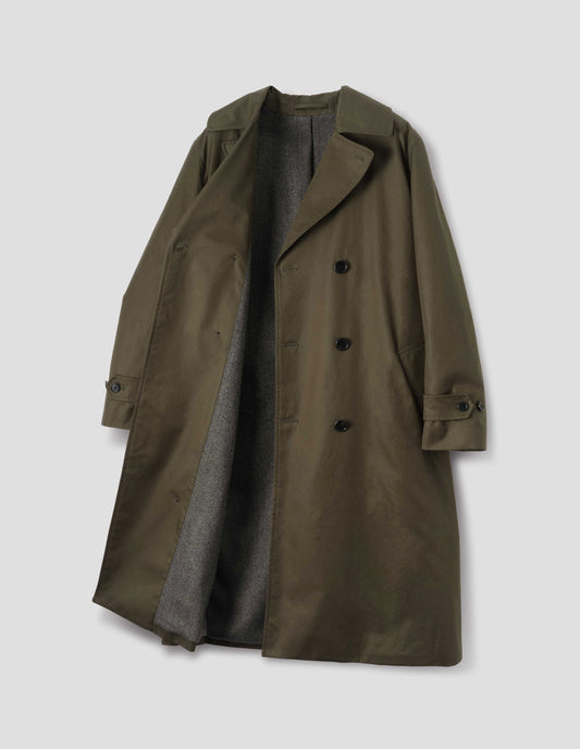 WOOL LINED ARCHIVE COAT | SHOWERPROOF COTTON DRILL | DARK KHAKI