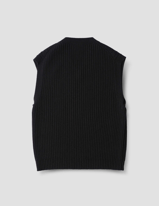 CABLE SLIPOVER | IRREGULAR SPUN WOOL | BLACK