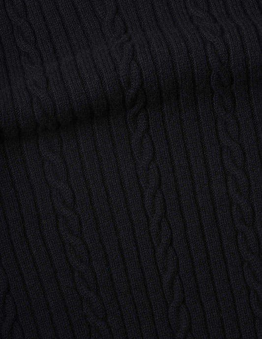 CABLE SLIPOVER | IRREGULAR SPUN WOOL | BLACK