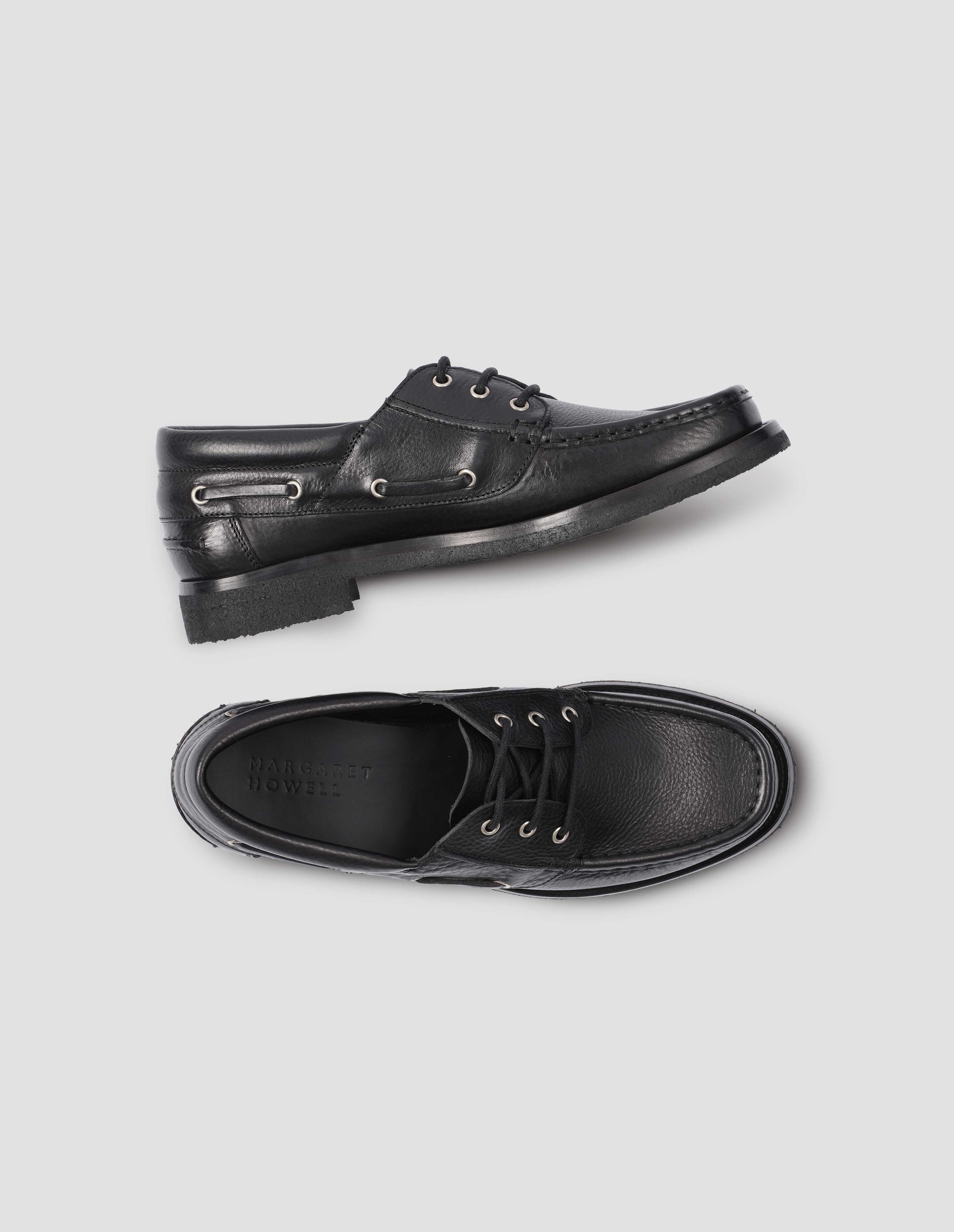 Black leather Deck Shoe | Margaret Howell
