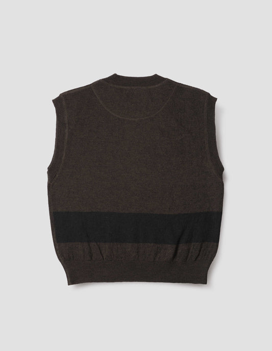 MHL. BLOCK STRIPE SLIPOVER | DRY WOOL | BROWN / BLACK