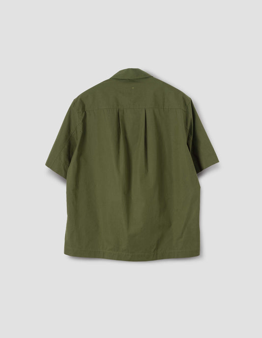 MHL. HALF ZIP PULL ON SHIRT | COMPACT COTTON POPLIN | GRASS