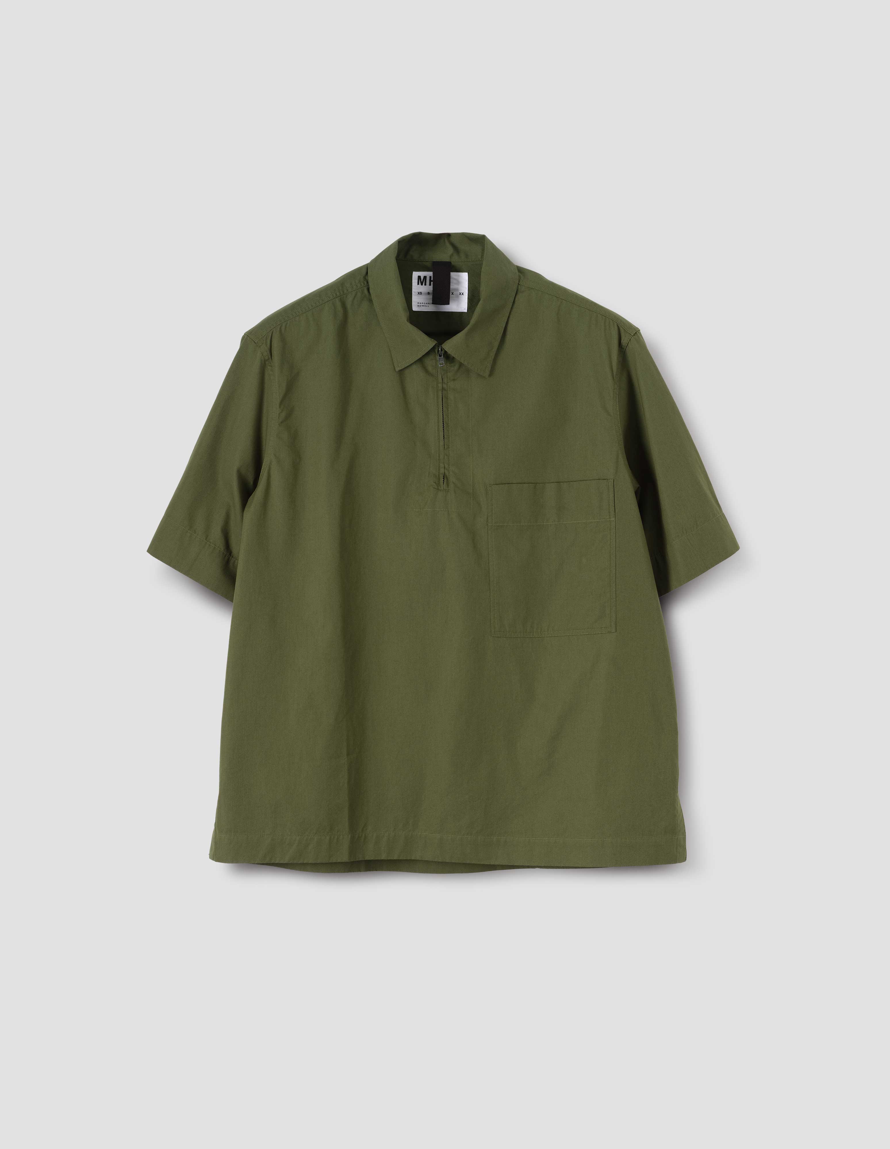 Black cotton Half Zip Pull On Shirt | MHL. by Margaret Howell