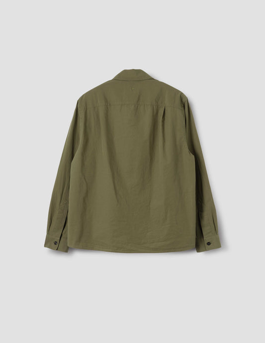 MHL. OVERALL SHIRT | WASHED COTTON POPLIN | KHAKI GREEN