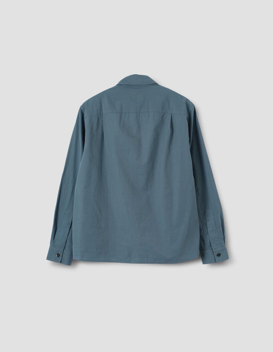 MHL. OVERALL SHIRT | WASHED COTTON POPLIN | MINERAL BLUE