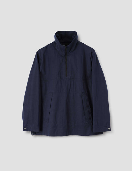 Navy proofed cotton Stand Collar Anorak | MHL. by Margaret Howell