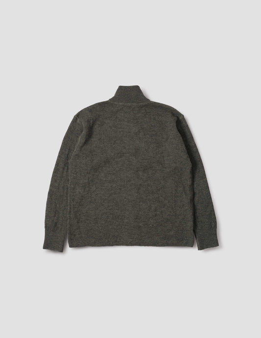 MHL. STRIPE ZIP THROUGH | DRY WOOL | OLIVE / BLACK
