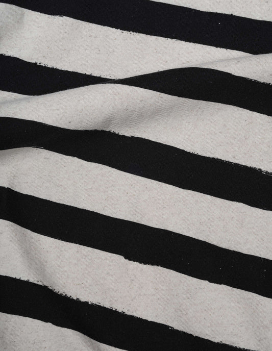 White and black t-shirt, cotton hemp jersey fabric swatch.