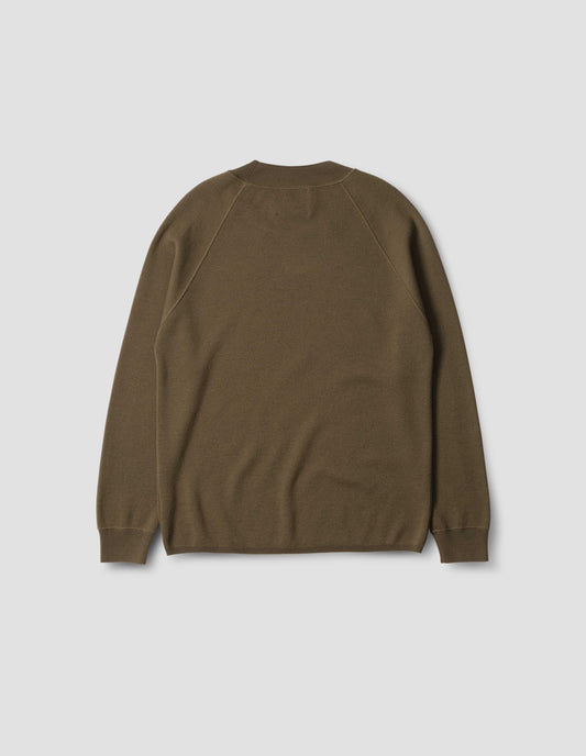 MHL. WIDE NECK CREW SWEATSHIRT | FINE MERINO | KHAKI