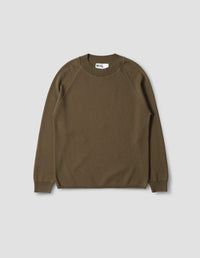 MHL. WIDE NECK CREW SWEATSHIRT | FINE MERINO | KHAKI