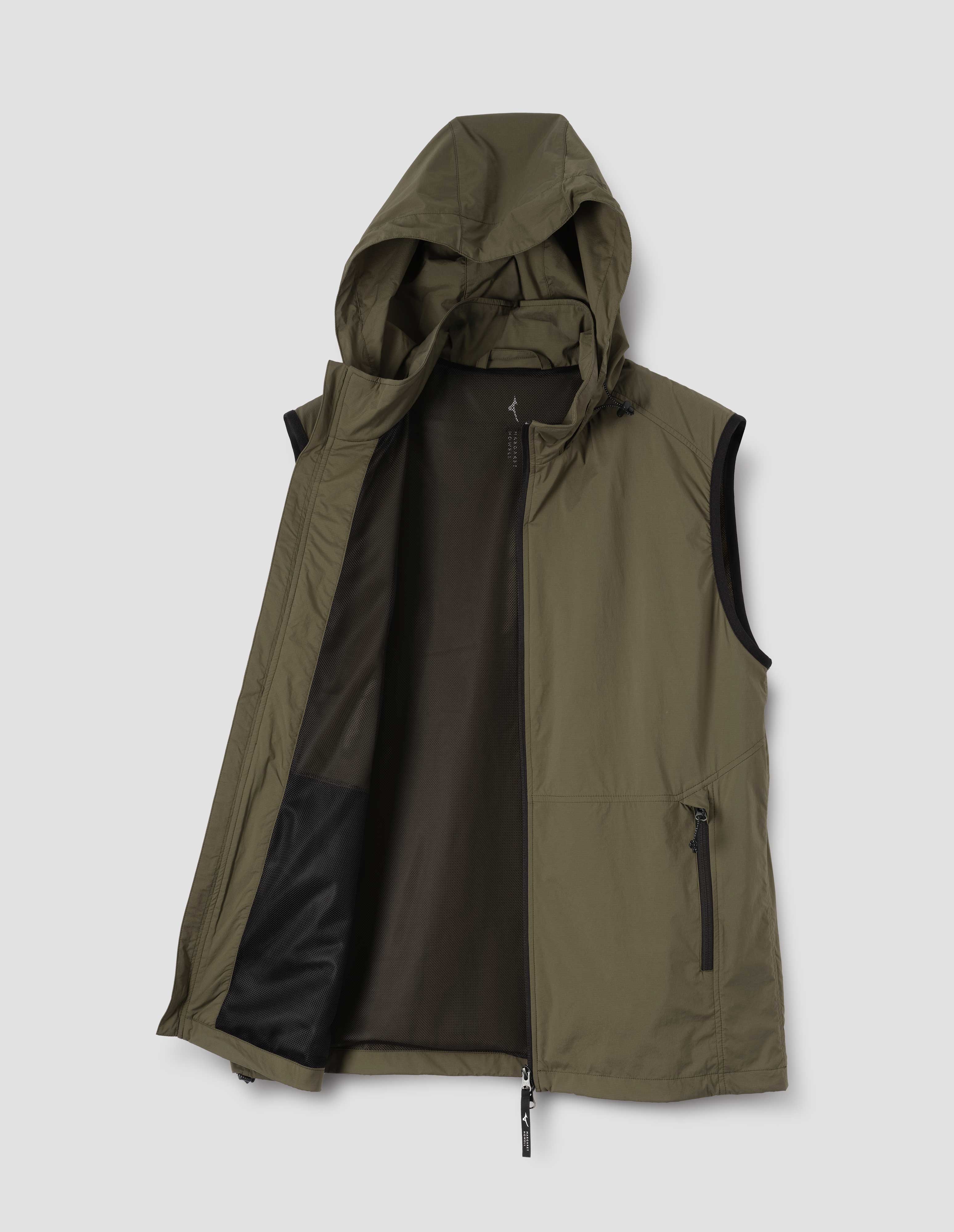Khaki ripstop Mizuno Rain Gilet | Margaret Howell