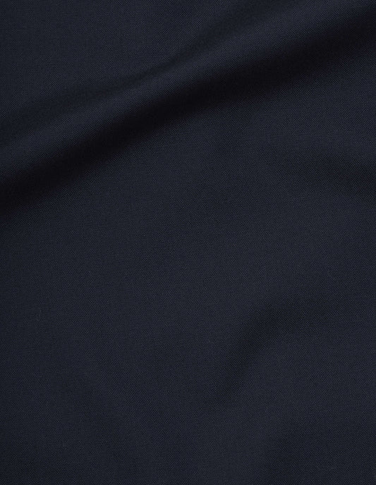 Dark navy trousers yarn dye wool fabric swatch.