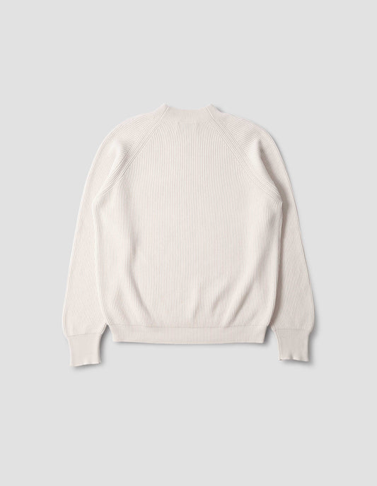 SIMPLE RIB CREW NECK | COTTON WOOL | ECRU