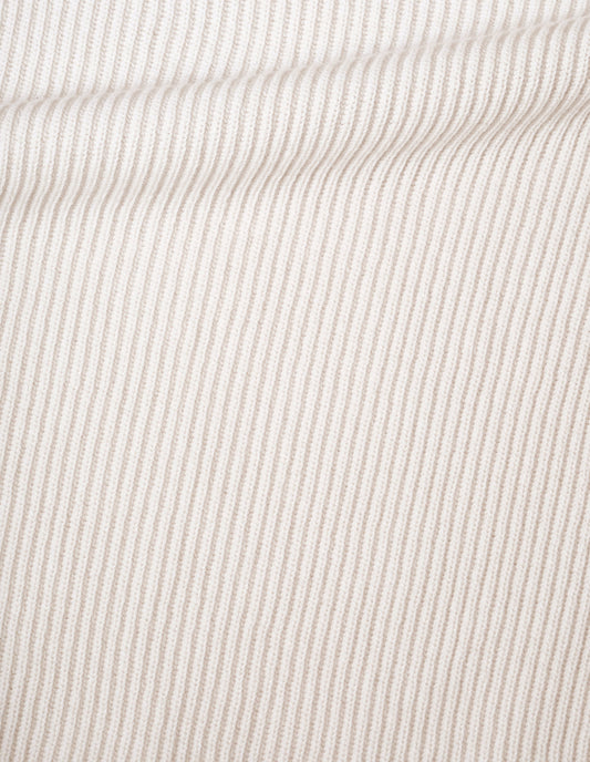 SIMPLE RIB CREW NECK | COTTON WOOL | ECRU